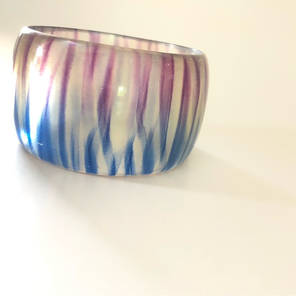 Vintage Lucite Chunky Shimmer Sparkle Painted Bracelet - Picture 4 of 7